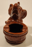 Vintage Elephant and Barrel Brown Ceramic Ashtray