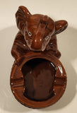 Vintage Elephant and Barrel Brown Ceramic Ashtray