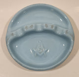 Vintage Masonic Free Masons Light Blue Heavy Pottery Ashtray