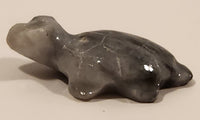 Miniature 1 1/4" Hand Carved Polished Onyx Marble Stone Sea Turtle Figurine