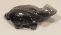 Miniature 1 1/4" Hand Carved Polished Onyx Marble Stone Sea Turtle Figurine