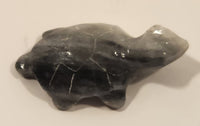Miniature 1 1/4" Hand Carved Polished Onyx Marble Stone Sea Turtle Figurine