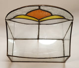 Vintage Art Deco Orange Yellow White 10 1/4" Tall Leaded Frosted and Stained Glass Mail Holder Letter Box