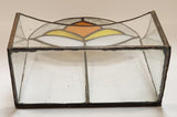 Vintage Art Deco Orange Yellow White 10 1/4" Tall Leaded Frosted and Stained Glass Mail Holder Letter Box