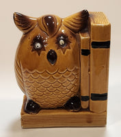 Vintage Glazed Ceramic Owl Book End With Googly Eyes Made in Japan