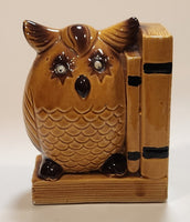 Vintage Glazed Ceramic Owl Book End With Googly Eyes Made in Japan