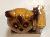 Vintage Glazed Ceramic Owl Book End With Googly Eyes Made in Japan