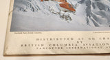 Vintage 1975 British Columbia Aviation Council Vancouver International Airport Air Facilities Map Of British Columbia 30" x 37" Paper Map