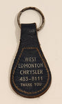 Vintage West Edmonton Chrysler Hans Meyer Thank You Dark Blue Leather Fob Keychain Ring