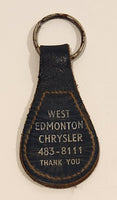 Vintage West Edmonton Chrysler Hans Meyer Thank You Dark Blue Leather Fob Keychain Ring