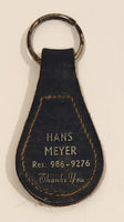 Vintage West Edmonton Chrysler Hans Meyer Thank You Dark Blue Leather Fob Keychain Ring