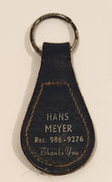 Vintage West Edmonton Chrysler Hans Meyer Thank You Dark Blue Leather Fob Keychain Ring