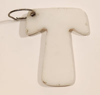Letter T White Plastic Fob Keychain Ring