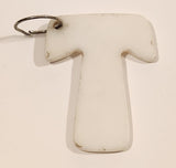 Letter T White Plastic Fob Keychain Ring
