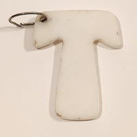 Letter T White Plastic Fob Keychain Ring