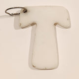Letter T White Plastic Fob Keychain Ring