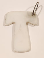 Letter T White Plastic Fob Keychain Ring