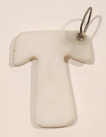 Letter T White Plastic Fob Keychain Ring