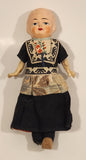 Vintage 1930s Composition Dutch Girl in Black Dress 7" Celluloid Toy Doll with Wood Shoes