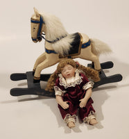 Ashton Drake Rock-A-Bye And Good Night 10" Tall Porcelain Doll on Rocking Horse New Condition in Box #92301