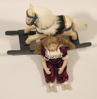 Ashton Drake Rock-A-Bye And Good Night 10" Tall Porcelain Doll on Rocking Horse New Condition in Box #92301