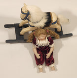 Ashton Drake Rock-A-Bye And Good Night 10" Tall Porcelain Doll on Rocking Horse New Condition in Box #92301