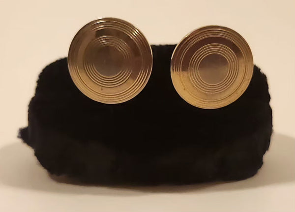 Vintage Swank Round Grooved Gold Tone Cufflinks