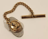 Vintage SMACNA Sheet Metal and Air Conditioning Contractors' National Association Enamel Silver Tone Metal Tie Tack Pin with Chain
