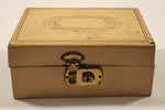 Vintage Ivory Cream Colored Faux Leather Covered Soft Mint Lined Jewelry Dresser Box