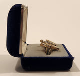 Vintage 1945 Stratton Pat. L 144.883 Medieval Knight With Sword and Shield Mother Of Pearl Silver Tone Metal Cufflinks In Case