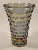 Vintage Federal Glass Yorktown Colonial Smokey Black Iridescent 8" Tall Carnival Glass Vase