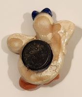 Yellow Chicken Bird with Blue Ribbon Pottery Fridge Magnet Has Repair