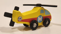 Melissa & Doug Rescue Helicopter Yellow Wood Toy Aircraft Vehicle