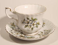 1970s Royal Albert Pacific Dogwood Floral Gold Trim Tea Cup and Saucer Set