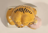 Vintage 1980s Enesco Style Garfield Holding Birthday Cake Porcelain Figurine
