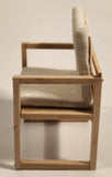 Vintage Wood Dining Table Armed Chair with Seat Cushion and Back Cushion Dollhouse Sized Miniature Toy