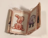 Vintage Animals Pink Bunny Rabbit Fabric Book Dollhouse Sized Miniature Toy
