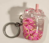 Pink Strawberry Ice Drink Cup Shaped Key Chain New with Tags