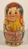 Vintage U.S.S.R Soviet Union Russian Hand Painted Women and Men Wooden Nesting Dolls Set of 5
