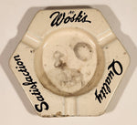 Vintage Mid Century At Wosk's Satisfaction Quality White Porcelain Enamel Ashtray