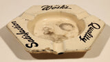 Vintage Mid Century At Wosk's Satisfaction Quality White Porcelain Enamel Ashtray