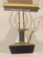 Vintage Green Marble Onyx and Brass 13" Piano Bankers Desk Lamp