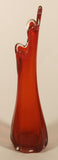 Vintage L.E. Smith Orange Red Flame 10" Tall Swung Glass Vase