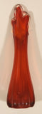Vintage L.E. Smith Orange Red Flame 10" Tall Swung Glass Vase