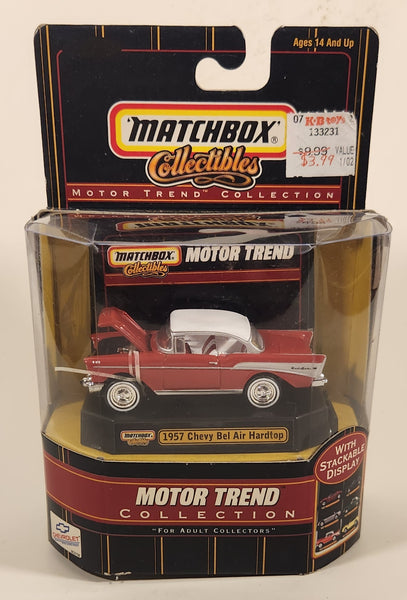 1999 Matchbox Collectibles Motor Trend Collection 1957 Chevy Bel Air Hardtop Red with White Roof Die Cast Toy Car Vehicle with Stackable Display New in Package