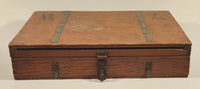 Antique Wood Storage Box with Brass Banding