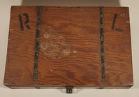 Antique Wood Storage Box with Brass Banding