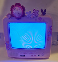 2007 Mattel Barbie Pink 13" CRT TV with Flowers and Butterflies Model BAR322