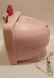 2007 Mattel Barbie Pink 13" CRT TV with Flowers and Butterflies Model BAR322