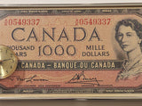 Vintage Canada $1000 Dollar Bill 9 3/4" x 21" Wall Clock